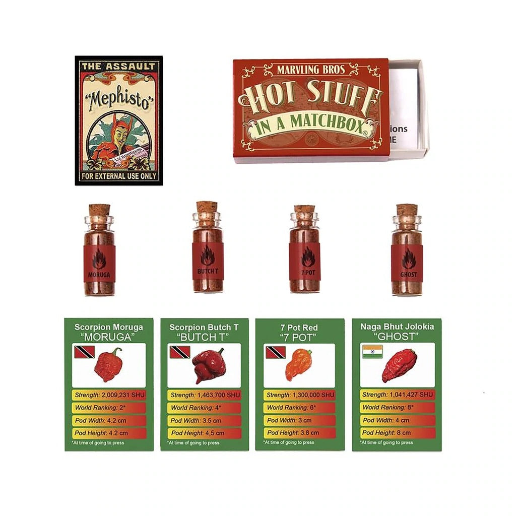 Four of the Hottest Chilli Powders in the World In A Matchbox